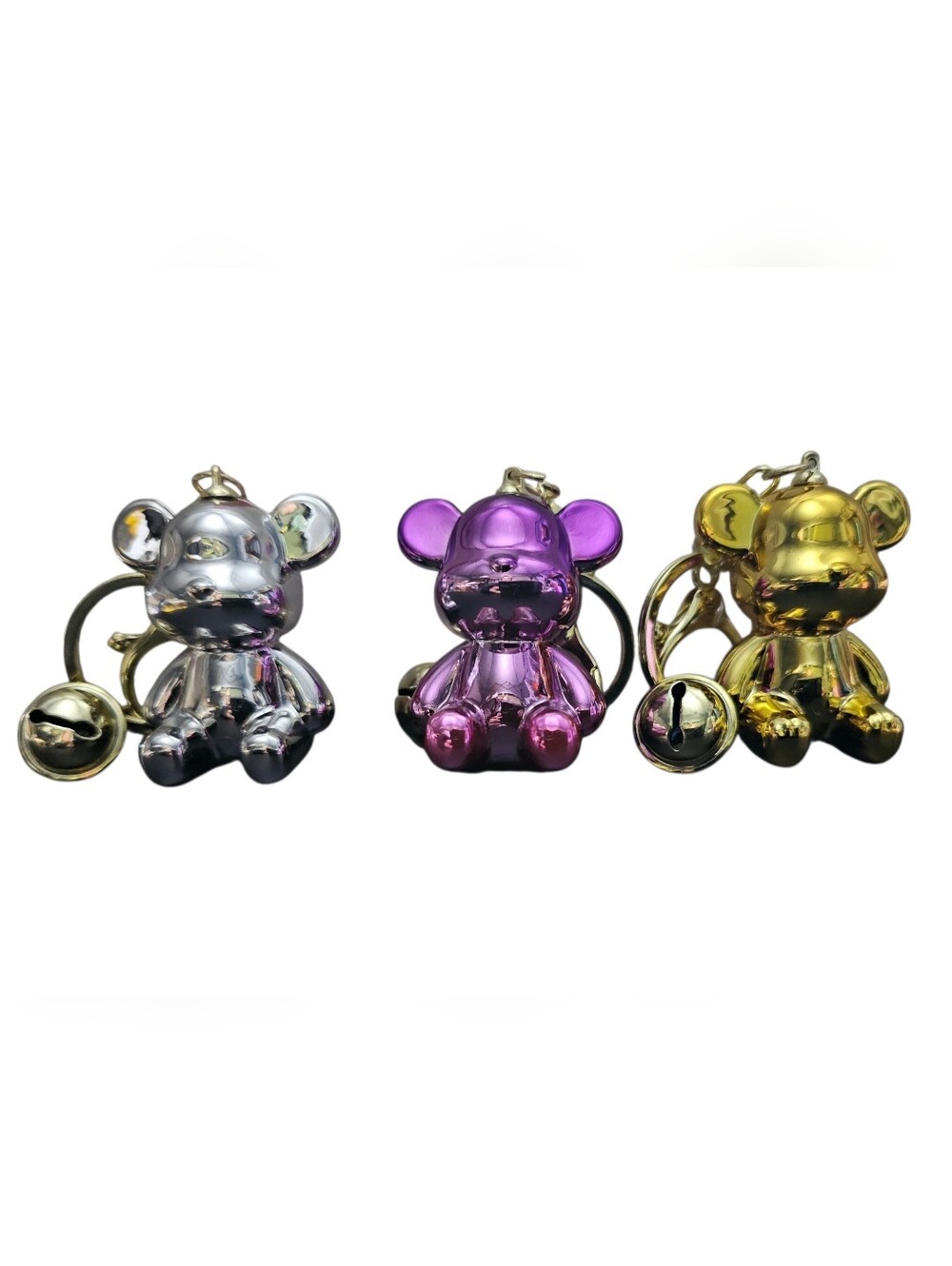 Metallic (Pick 1) Bear Keychain / Bag Charm – Silver, Purple, Gold NWOT